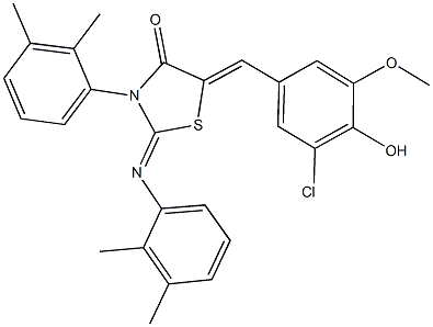 5-(3-chloro-4-hydroxy-5-methoxybenzylidene)-3-(2,3-dimethylphenyl)-2-[(2,3-dimethylphenyl)imino]-1,3-thiazolidin-4-one Struktur