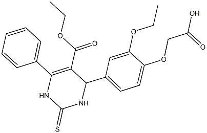 {2-ethoxy-4-[5-(ethoxycarbonyl)-6-phenyl-2-thioxo-1,2,3,4-tetrahydro-4-pyrimidinyl]phenoxy}acetic acid Struktur