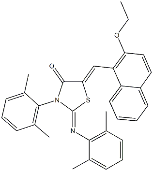 3-(2,6-dimethylphenyl)-2-[(2,6-dimethylphenyl)imino]-5-[(2-ethoxy-1-naphthyl)methylene]-1,3-thiazolidin-4-one Struktur