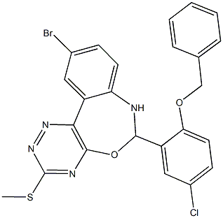 6-[2-(benzyloxy)-5-chlorophenyl]-10-bromo-3-(methylsulfanyl)-6,7-dihydro[1,2,4]triazino[5,6-d][3,1]benzoxazepine Struktur