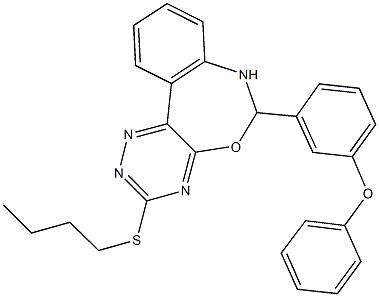 3-(butylsulfanyl)-6-(3-phenoxyphenyl)-6,7-dihydro[1,2,4]triazino[5,6-d][3,1]benzoxazepine Struktur