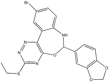 6-(1,3-benzodioxol-5-yl)-10-bromo-3-(ethylsulfanyl)-6,7-dihydro[1,2,4]triazino[5,6-d][3,1]benzoxazepine Struktur