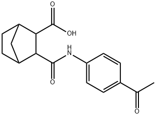 3-[(4-acetylanilino)carbonyl]bicyclo[2.2.1]heptane-2-carboxylic acid Struktur