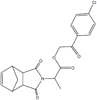 2-(4-chlorophenyl)-2-oxoethyl 2-(3,5-dioxo-4-azatricyclo[5.2.1.0~2,6~]dec-8-en-4-yl)propanoate Struktur