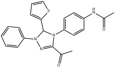 N-{4-[3-acetyl-1-phenyl-5-(2-thienyl)-1,5-dihydro-4H-1,2,4-triazol-4-yl]phenyl}acetamide Struktur