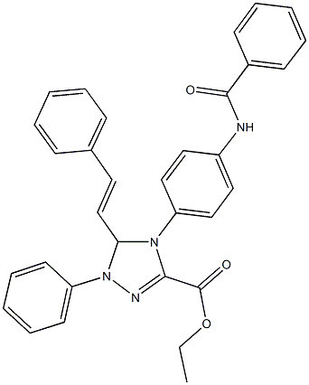 ethyl 4-[4-(benzoylamino)phenyl]-1-phenyl-5-(2-phenylvinyl)-4,5-dihydro-1H-1,2,4-triazole-3-carboxylate Struktur