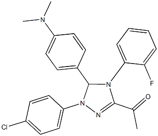 1-[1-(4-chlorophenyl)-5-[4-(dimethylamino)phenyl]-4-(2-fluorophenyl)-4,5-dihydro-1H-1,2,4-triazol-3-yl]ethanone Struktur