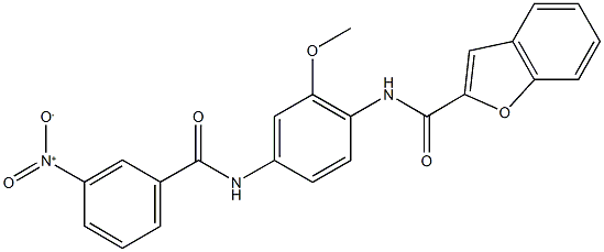 N-[4-({3-nitrobenzoyl}amino)-2-methoxyphenyl]-1-benzofuran-2-carboxamide Struktur