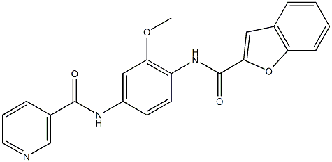 N-{4-[(1-benzofuran-2-ylcarbonyl)amino]-3-methoxyphenyl}nicotinamide Struktur