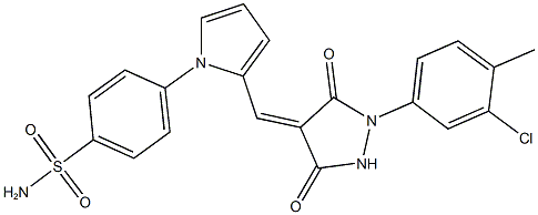 4-(2-{[1-(3-chloro-4-methylphenyl)-3,5-dioxo-4-pyrazolidinylidene]methyl}-1H-pyrrol-1-yl)benzenesulfonamide Struktur