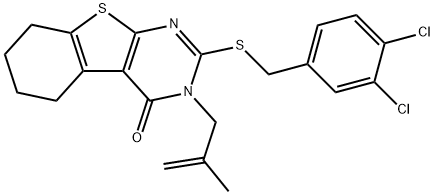 2-[(3,4-dichlorobenzyl)sulfanyl]-3-(2-methyl-2-propenyl)-5,6,7,8-tetrahydro[1]benzothieno[2,3-d]pyrimidin-4(3H)-one Struktur