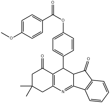 4-(7,7-dimethyl-9,11-dioxo-7,8,9,10,10a,11-hexahydro-6H-indeno[1,2-b]quinolin-10-yl)phenyl 4-methoxybenzoate Struktur