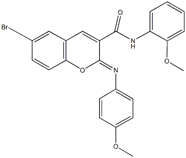 6-bromo-N-(2-methoxyphenyl)-2-[(4-methoxyphenyl)imino]-2H-chromene-3-carboxamide Struktur