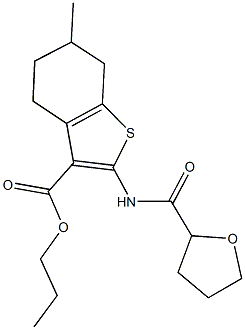 propyl 6-methyl-2-[(tetrahydro-2-furanylcarbonyl)amino]-4,5,6,7-tetrahydro-1-benzothiophene-3-carboxylate Struktur