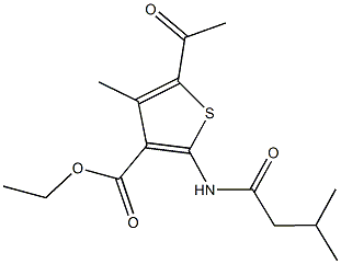 ethyl 5-acetyl-4-methyl-2-[(3-methylbutanoyl)amino]-3-thiophenecarboxylate Struktur