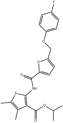 isopropyl 2-({5-[(4-fluorophenoxy)methyl]-2-furoyl}amino)-4,5-dimethyl-3-thiophenecarboxylate Struktur