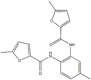 5-methyl-N-{4-methyl-2-[(5-methyl-2-furoyl)amino]phenyl}-2-furamide Struktur