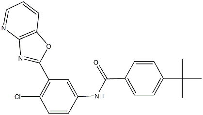 4-tert-butyl-N-(4-chloro-3-[1,3]oxazolo[4,5-b]pyridin-2-ylphenyl)benzamide Struktur