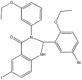 2-(5-bromo-2-ethoxyphenyl)-3-(3-ethoxyphenyl)-6-iodo-2,3-dihydro-4(1H)-quinazolinone Struktur