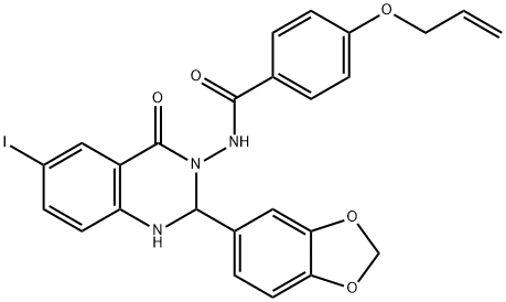 4-(allyloxy)-N-(2-(1,3-benzodioxol-5-yl)-6-iodo-4-oxo-1,4-dihydro-3(2H)-quinazolinyl)benzamide Struktur