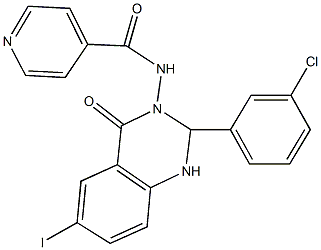 N-(2-(3-chlorophenyl)-6-iodo-4-oxo-1,4-dihydro-3(2H)-quinazolinyl)isonicotinamide Struktur