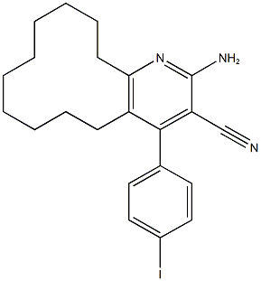 2-amino-4-(4-iodophenyl)-5,6,7,8,9,10,11,12,13,14-decahydrocyclododeca[b]pyridine-3-carbonitrile Struktur