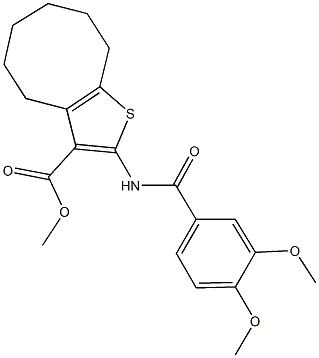 methyl 2-[(3,4-dimethoxybenzoyl)amino]-4,5,6,7,8,9-hexahydrocycloocta[b]thiophene-3-carboxylate Struktur