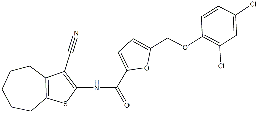 N-(3-cyano-5,6,7,8-tetrahydro-4H-cyclohepta[b]thiophen-2-yl)-5-[(2,4-dichlorophenoxy)methyl]-2-furamide Struktur