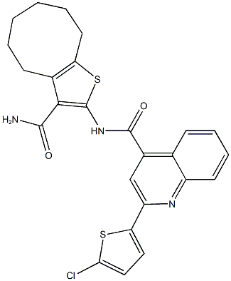 N-[3-(aminocarbonyl)-4,5,6,7,8,9-hexahydrocycloocta[b]thien-2-yl]-2-(5-chloro-2-thienyl)-4-quinolinecarboxamide Struktur