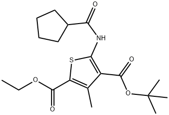 4-tert-butyl 2-ethyl 5-[(cyclopentylcarbonyl)amino]-3-methyl-2,4-thiophenedicarboxylate Struktur