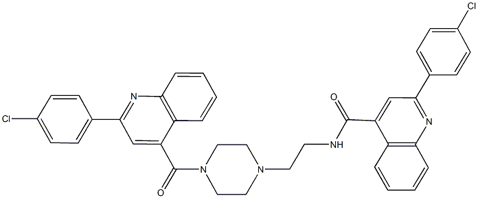 2-(4-chlorophenyl)-N-[2-(4-{[2-(4-chlorophenyl)-4-quinolinyl]carbonyl}-1-piperazinyl)ethyl]-4-quinolinecarboxamide Struktur