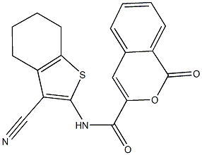 N-(3-cyano-4,5,6,7-tetrahydro-1-benzothiophen-2-yl)-1-oxo-1H-isochromene-3-carboxamide Struktur