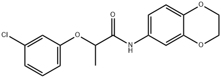 2-(3-chlorophenoxy)-N-(2,3-dihydro-1,4-benzodioxin-6-yl)propanamide Struktur