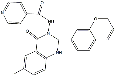 N-(2-[3-(allyloxy)phenyl]-6-iodo-4-oxo-1,4-dihydro-3(2H)-quinazolinyl)isonicotinamide Struktur