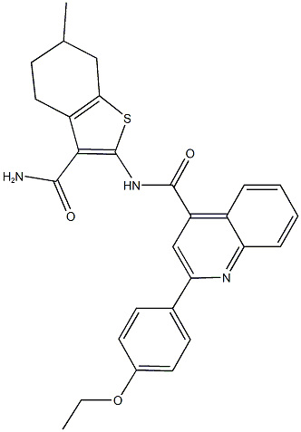 N-[3-(aminocarbonyl)-6-methyl-4,5,6,7-tetrahydro-1-benzothien-2-yl]-2-(4-ethoxyphenyl)-4-quinolinecarboxamide Struktur