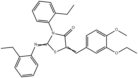 5-(3-ethoxy-4-methoxybenzylidene)-3-(2-ethylphenyl)-2-[(2-ethylphenyl)imino]-1,3-thiazolidin-4-one Struktur