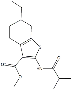 methyl 6-ethyl-2-(isobutyrylamino)-4,5,6,7-tetrahydro-1-benzothiophene-3-carboxylate Struktur