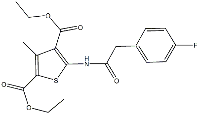 diethyl 5-{[(4-fluorophenyl)acetyl]amino}-3-methyl-2,4-thiophenedicarboxylate Struktur