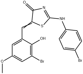 5-(3-bromo-2-hydroxy-5-methoxybenzylidene)-2-[(4-bromophenyl)imino]-1,3-thiazolidin-4-one Struktur