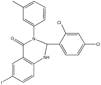 2-(2,4-dichlorophenyl)-6-iodo-3-(3-methylphenyl)-2,3-dihydro-4(1H)-quinazolinone Struktur