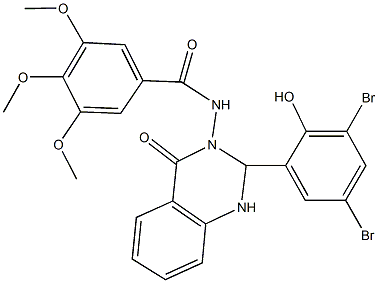 N-(2-(3,5-dibromo-2-hydroxyphenyl)-4-oxo-1,4-dihydro-3(2H)-quinazolinyl)-3,4,5-trimethoxybenzamide Struktur