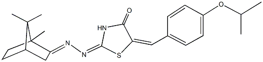 5-(4-isopropoxybenzylidene)-2-[(1,7,7-trimethylbicyclo[2.2.1]hept-2-ylidene)hydrazono]-1,3-thiazolidin-4-one Struktur