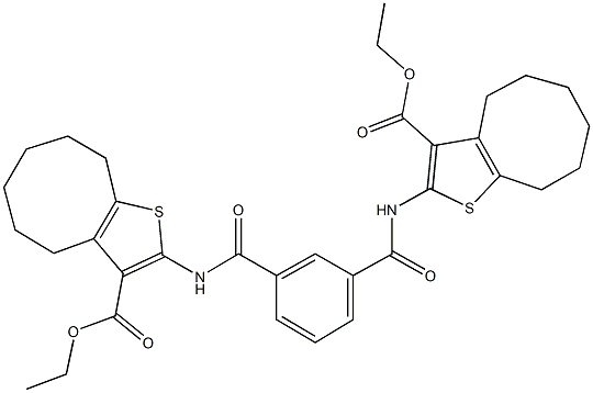 ethyl 2-{[3-({[3-(ethoxycarbonyl)-4,5,6,7,8,9-hexahydrocycloocta[b]thien-2-yl]amino}carbonyl)benzoyl]amino}-4,5,6,7,8,9-hexahydrocycloocta[b]thiophene-3-carboxylate Struktur