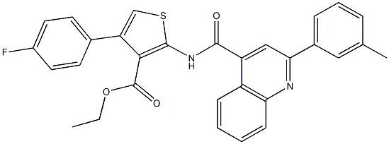 ethyl 4-(4-fluorophenyl)-2-({[2-(3-methylphenyl)-4-quinolinyl]carbonyl}amino)-3-thiophenecarboxylate Struktur