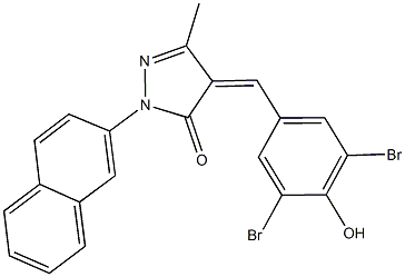 4-(3,5-dibromo-4-hydroxybenzylidene)-5-methyl-2-(2-naphthyl)-2,4-dihydro-3H-pyrazol-3-one Struktur