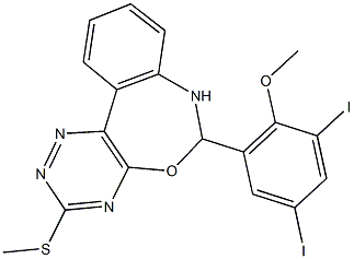 6-(3,5-diiodo-2-methoxyphenyl)-3-(methylsulfanyl)-6,7-dihydro[1,2,4]triazino[5,6-d][3,1]benzoxazepine Struktur