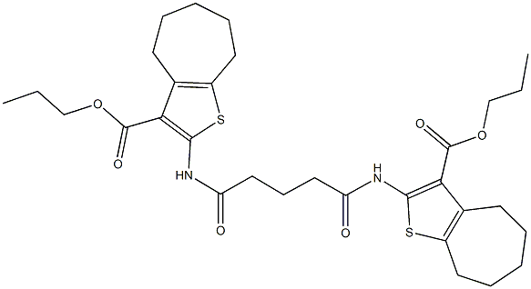 propyl 2-[(5-oxo-5-{[3-(propoxycarbonyl)-5,6,7,8-tetrahydro-4H-cyclohepta[b]thien-2-yl]amino}pentanoyl)amino]-5,6,7,8-tetrahydro-4H-cyclohepta[b]thiophene-3-carboxylate Struktur