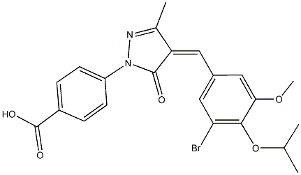 4-[4-(3-bromo-4-isopropoxy-5-methoxybenzylidene)-3-methyl-5-oxo-4,5-dihydro-1H-pyrazol-1-yl]benzoic acid Struktur