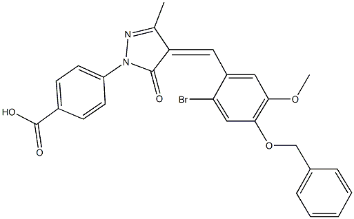 4-{4-[4-(benzyloxy)-2-bromo-5-methoxybenzylidene]-3-methyl-5-oxo-4,5-dihydro-1H-pyrazol-1-yl}benzoic acid Struktur