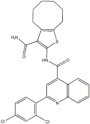 N-[3-(aminocarbonyl)-4,5,6,7,8,9-hexahydrocycloocta[b]thien-2-yl]-2-(2,4-dichlorophenyl)-4-quinolinecarboxamide Struktur